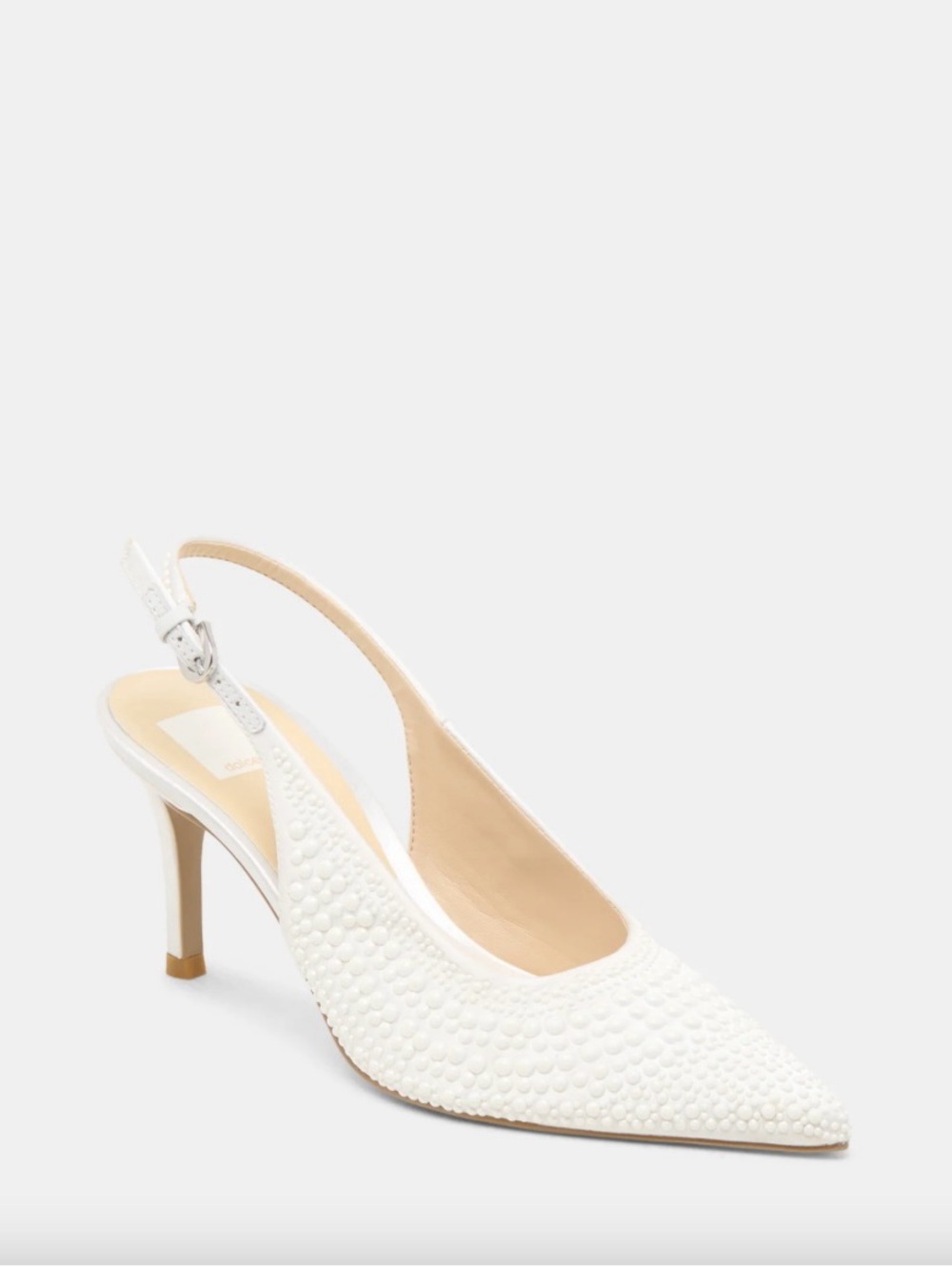Dolce Vita Ivory Pearl-Stud Pointed Slingback Flats